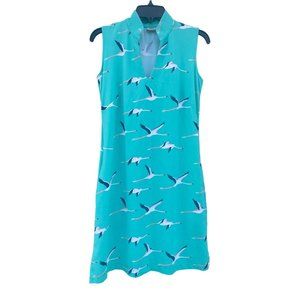 Katherine Way Turquoise Bird Print Dress
